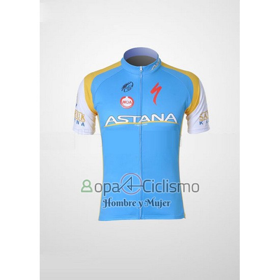 Astana Ropa Ciclismo Culotte Corto 2012 Mangas Cortas Azul Claro
